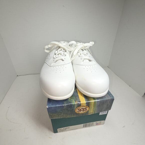 Vtg SAS Shoes Womens 6.5 Free Time White Comfort Walking Made In USA Walking - Picture 5 of 16